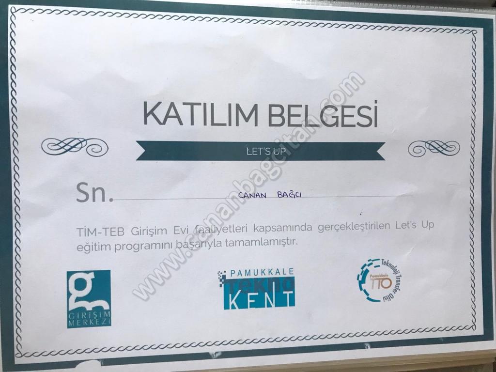 Let’s Up Programı Katılım Belgesi